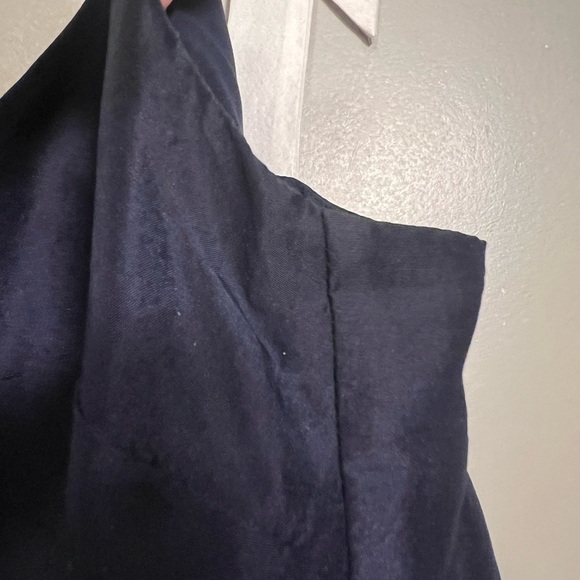 J. Crew 100% Silk Tie-Shoulder Peplum Top  - Navy | Size 0 - Picture 9 of 11